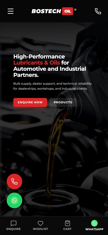 Bostech Oil mobile website, built by WebCraft Solutions