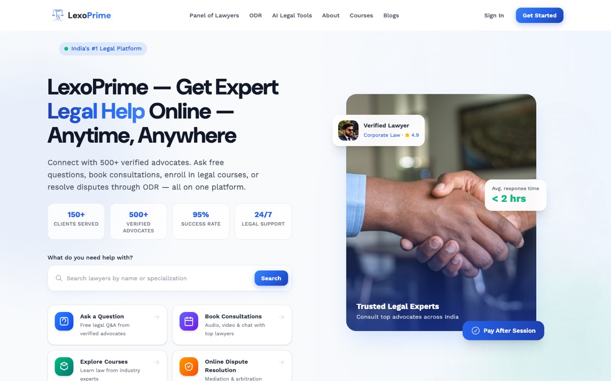 LexoPrime website homepage
