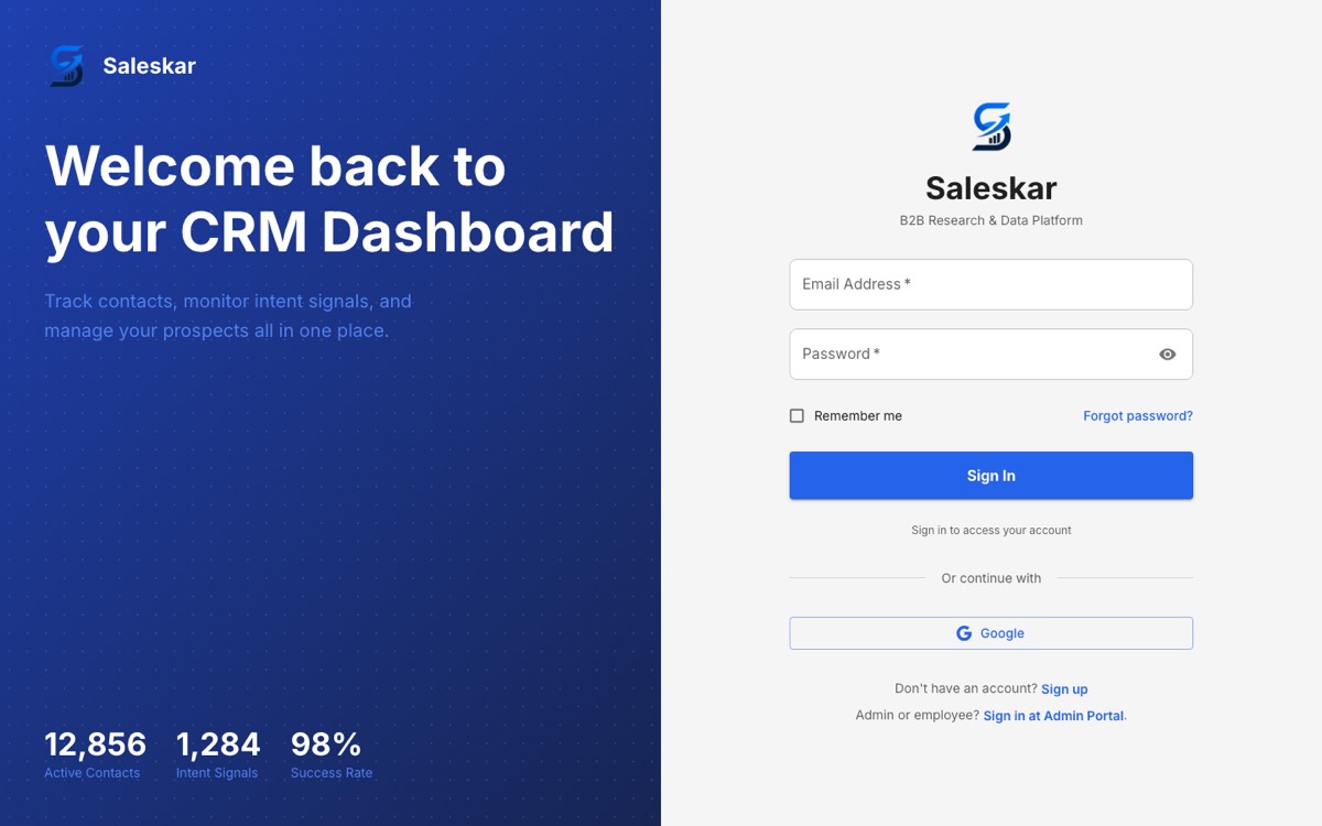 Saleskar website homepage